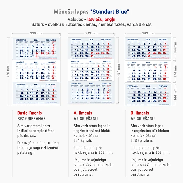"Standart Blue" mēnesu lapas